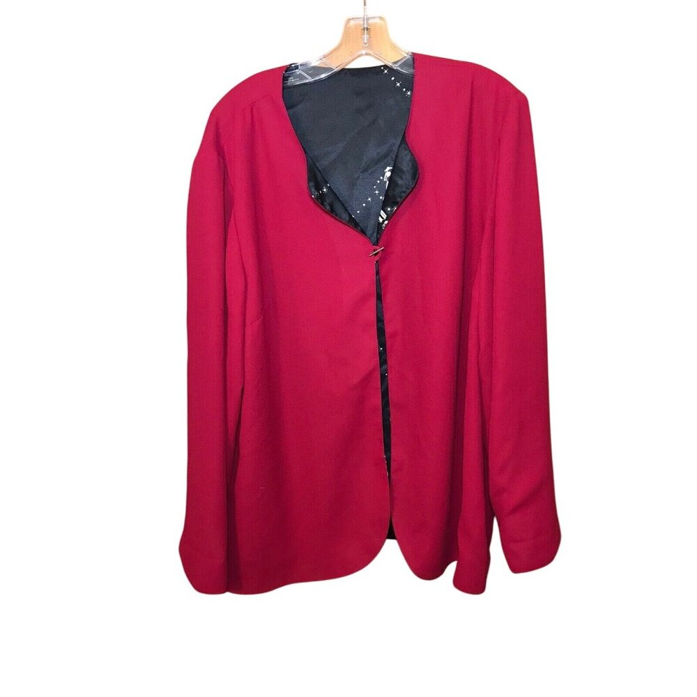 Leslie Fay Women's Size 22 Jacket Dressy Cardigan Open Front Red Black NWOT